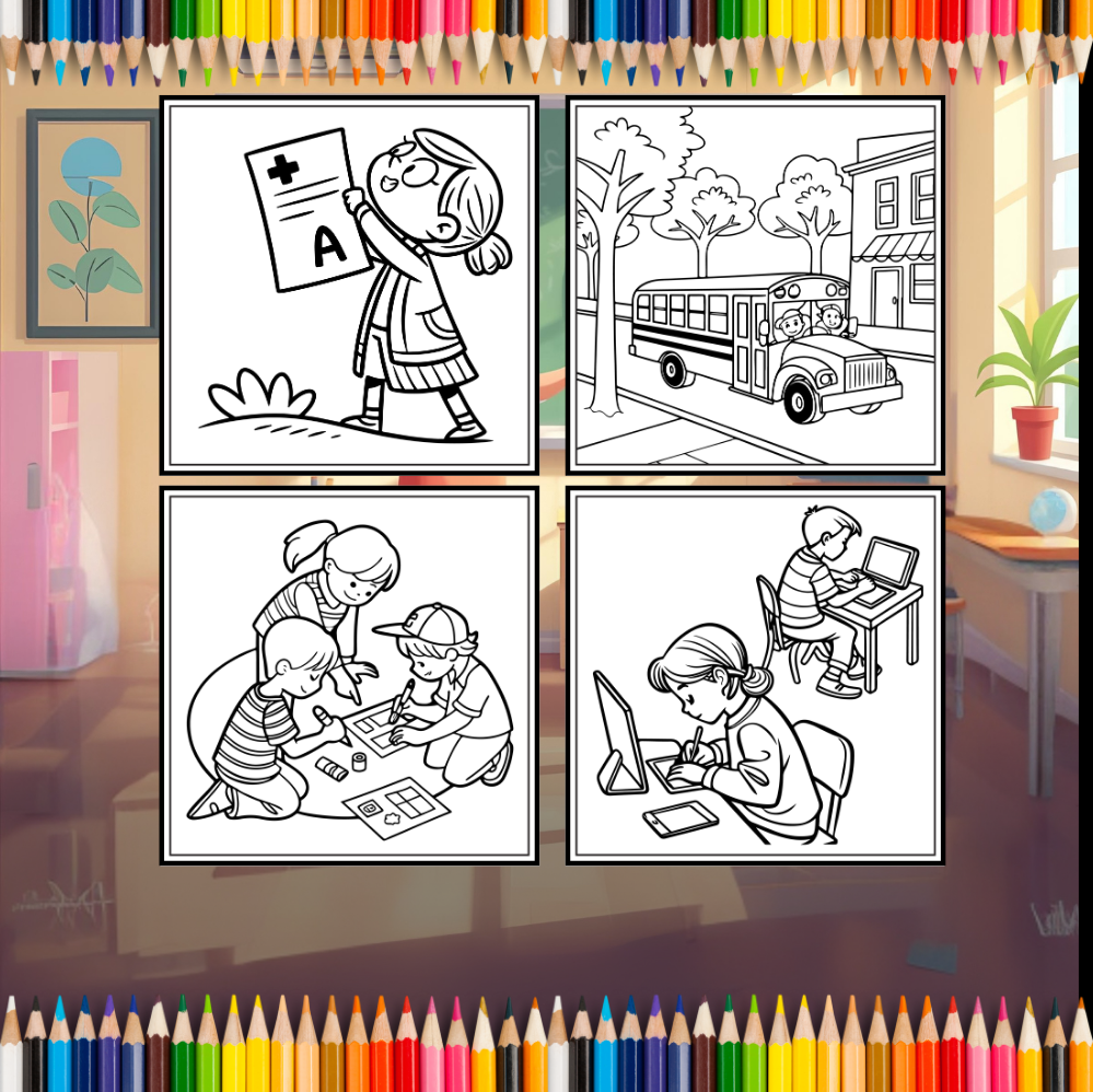 Cool Back to School Coloring Book for Kids Boys Girls Teens Youth 50 Pages Single Sided Back to School Coloring Activity Book for Students