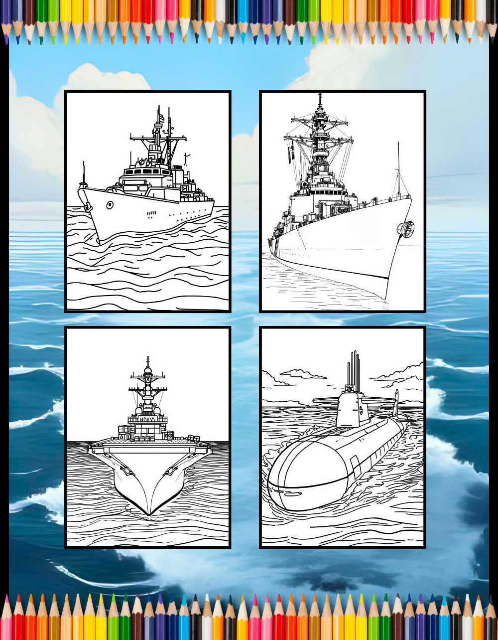 Navy Ship Coloring Book for Adults Men Women Kids Boys Girls Teens Military Children Marine Soldier War Combat Navy Ship Navy Coloring Pages