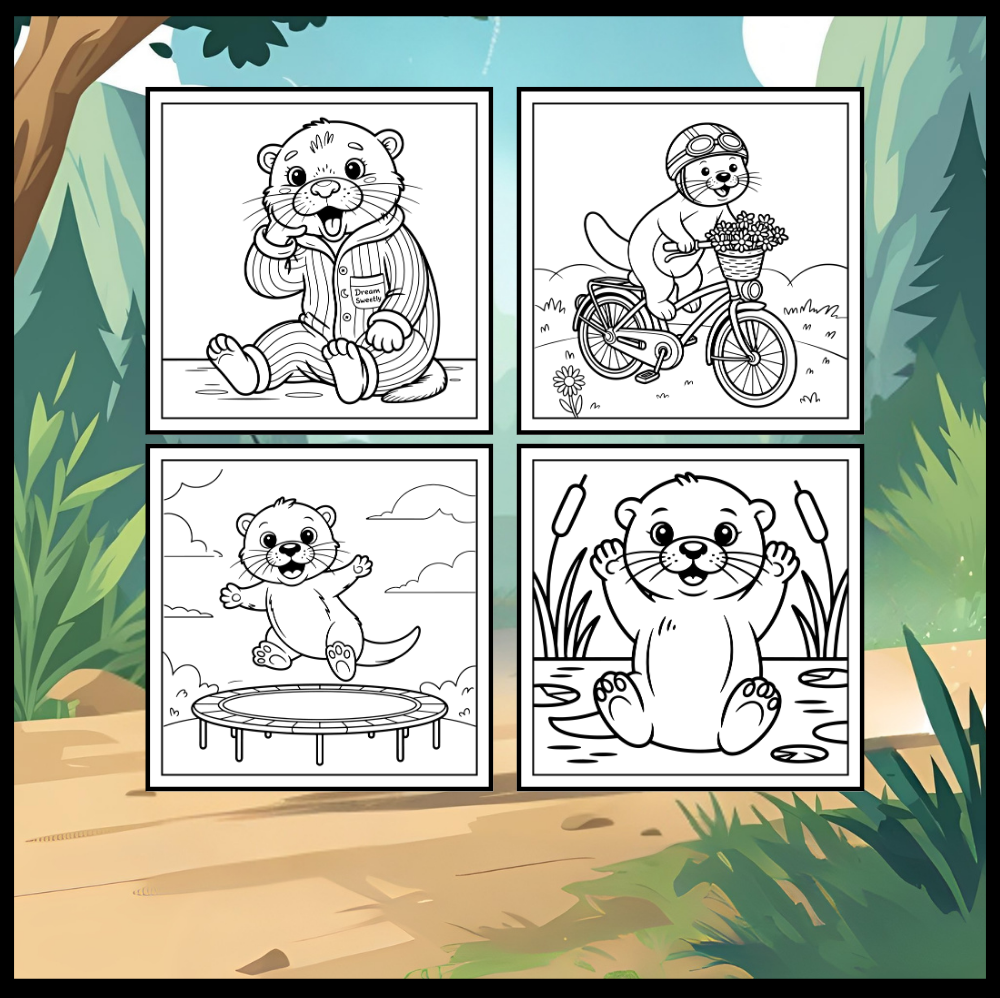Funny Cute Kawaii Sea Otter Animal Coloring Book Gift for Adults Men Women Kids Boys Girls Teens Cool River Otter Coloring Activity Book