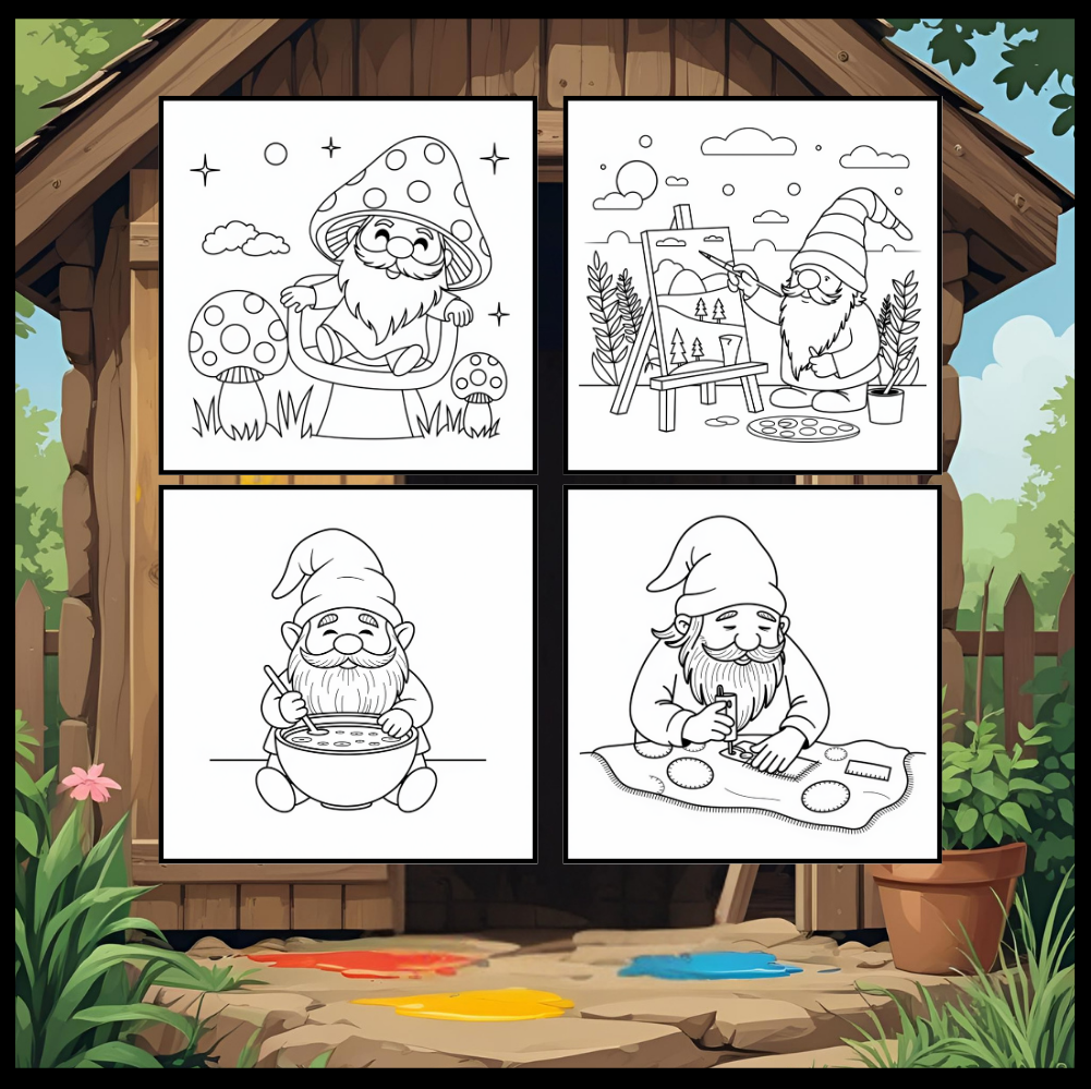 Cute Enchanted Gnome Coloring Pages Book Cozy and Comfy Garden Gnomes Coloring Book Gift for Adults Men Women Kids Young Boys Girls Teens