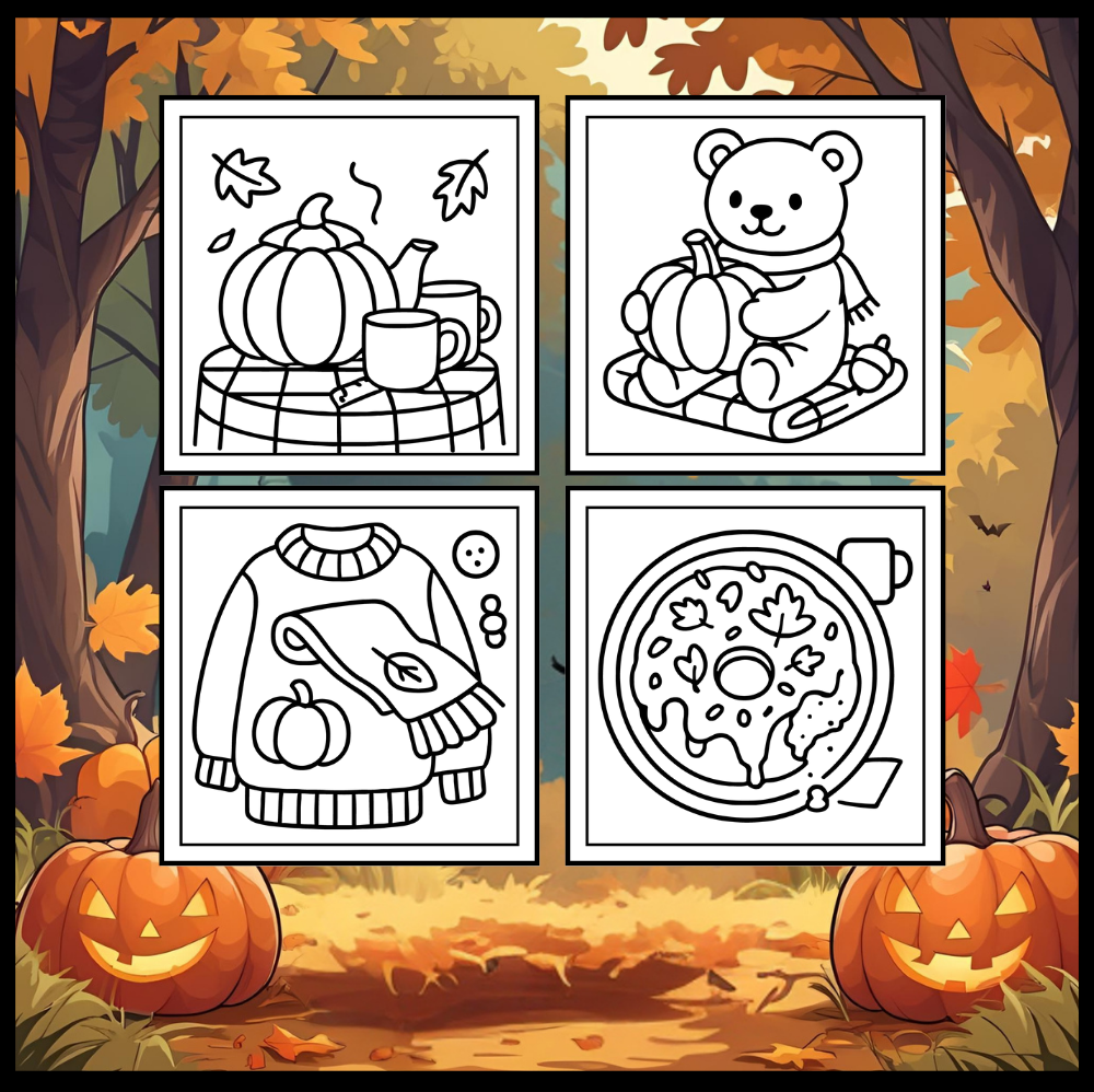 Cute and Cozy Fall Days Vibes Coloring Book for Adults Men Women Kids Boys Girls Teens Super Cute Simple Fall Bold and Easy Coloring Book