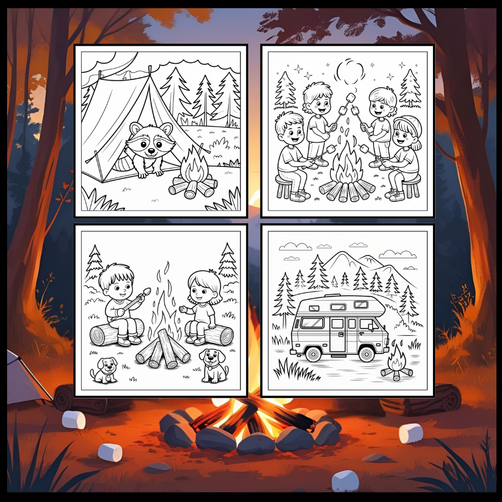 Bold and Easy Cozy Camping Coloring Book Gift for Adults Men Women Kids Boys Girls Young Teens Summer Camp Camping Coloring Sheets Children