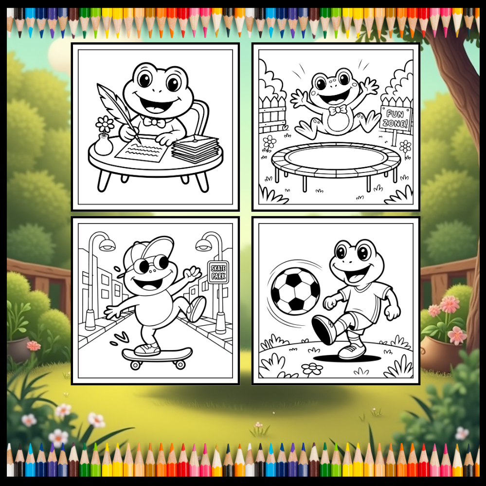 Cute Cozy Frog Froggy Days Coloring Book Gift Adults Men Women Kids Boys Girls Teens Cool Kawaii Whimsical Frog Toad Animal Coloring Book