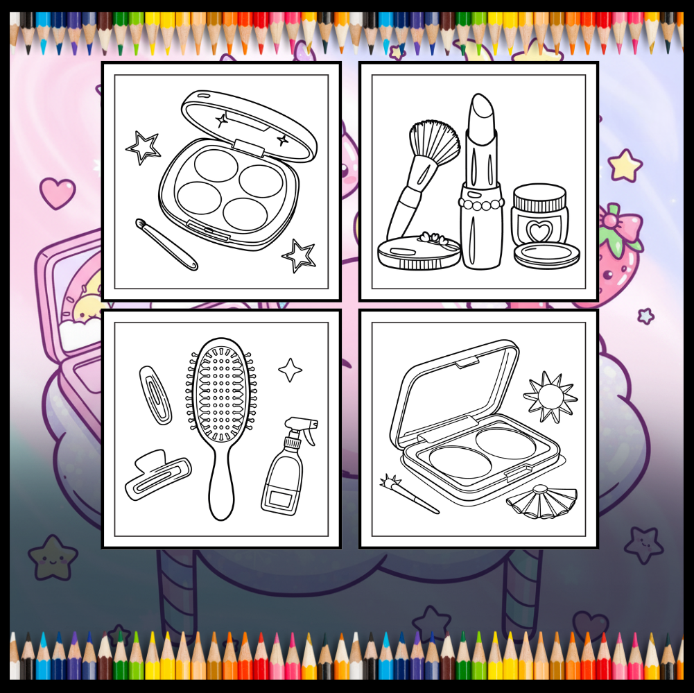 Cool Beauty Stuff Makeup Items Coloring Book for Women Mom Wife Girls Teens Cute and Comfy Fashion Makeup Items Coloring Activity Book