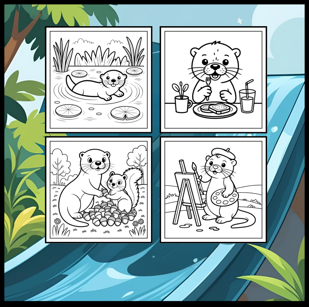 Funny Cute Kawaii Sea Otter Animal Coloring Book Gift for Adults Men Women Kids Boys Girls Teens Cool River Otter Coloring Activity Book
