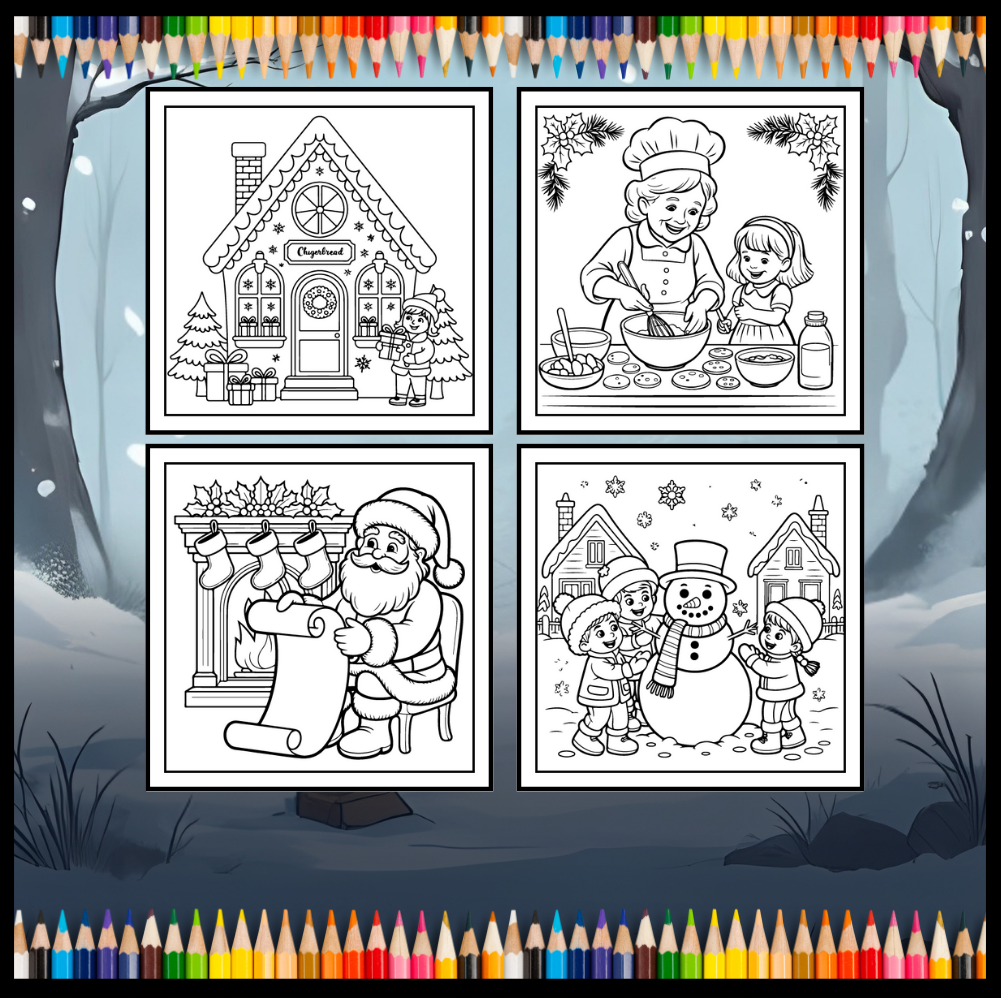 Kawaii Cozy Christmas Coloring Book for Adults Kids Boys Girls Teens Bold and Easy Merry Christmas Activity Coloring Sheets Winter Season