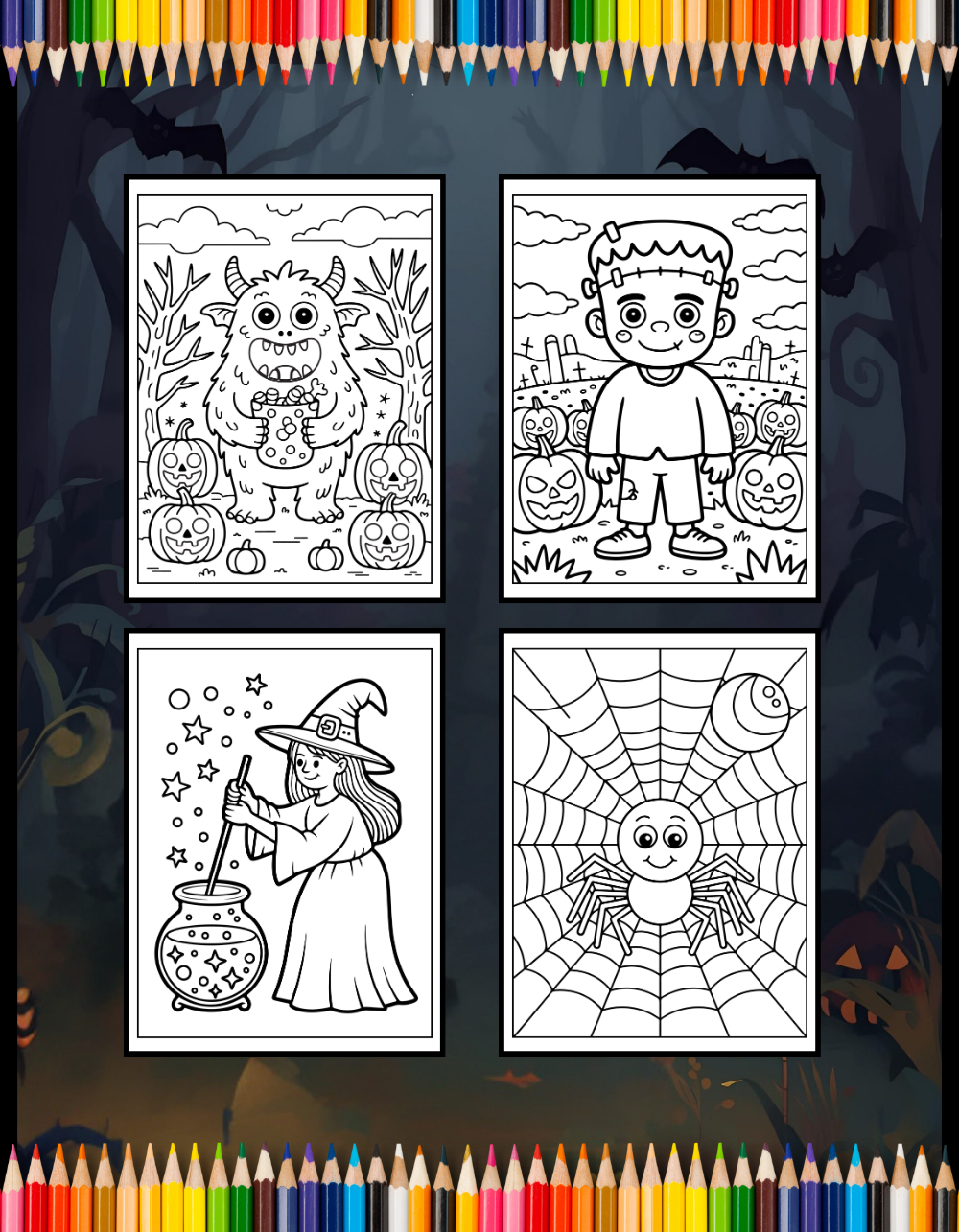 Cute Funny Spooky Halloween Coloring Book Adults Kids Boys Girls Young Teens Halloween Ghost Mummy Witch Scarecrows Coloring Activity Book