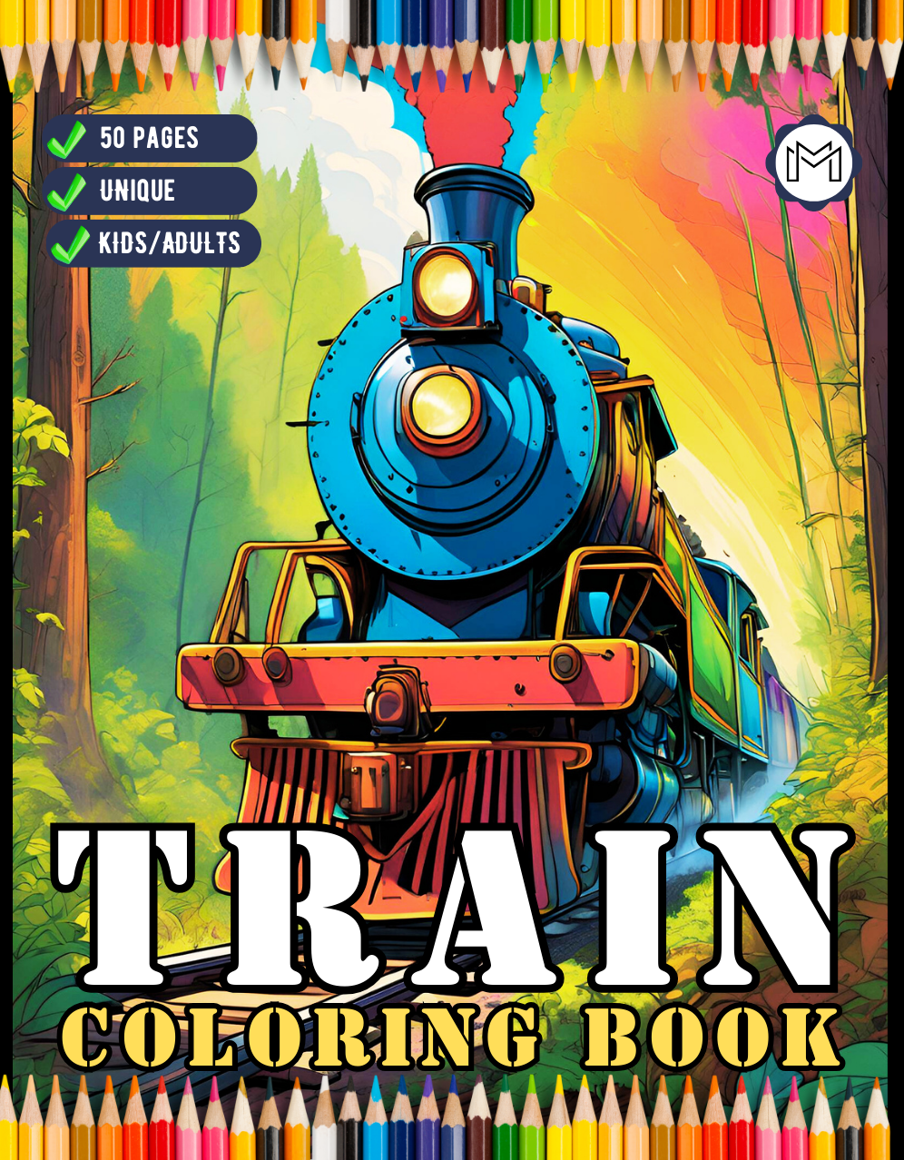 50 Pages Train Locomotive Enthusiasts Coloring Book Gift for Adults Kids Boys Girls Cute Freight Train Coloring Sheets for Train Lover