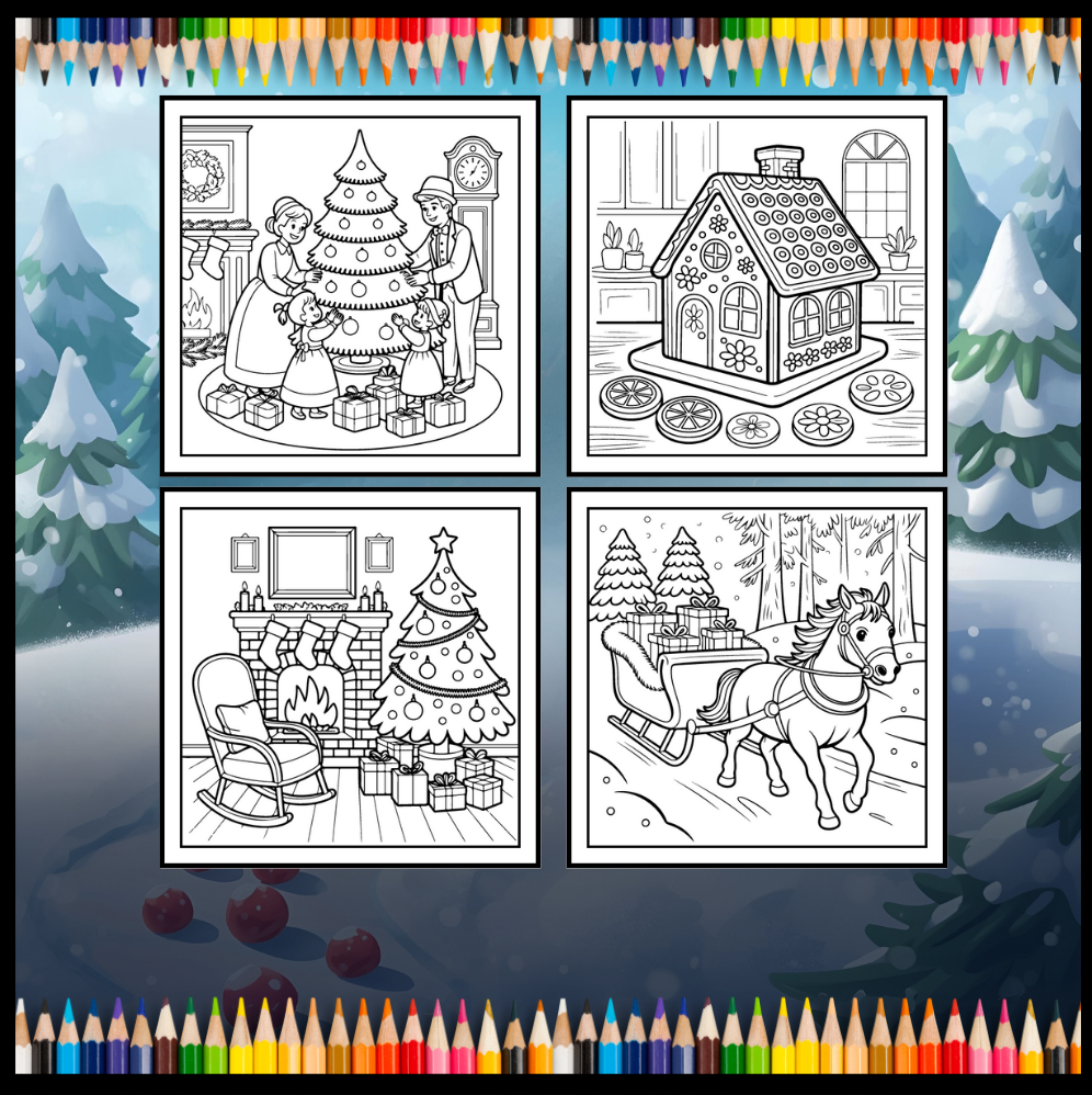 Kawaii Cozy Christmas Coloring Book for Adults Kids Boys Girls Teens Bold and Easy Holiday Season Merry Christmas Activity Coloring Sheets