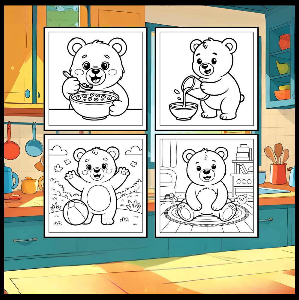 Cute Brown Bear Coloring Book Gift for Adults Kids Men Women Young Boys Girls Teens Cool Cozy Teddy Bear Coloring Activity Book for Children