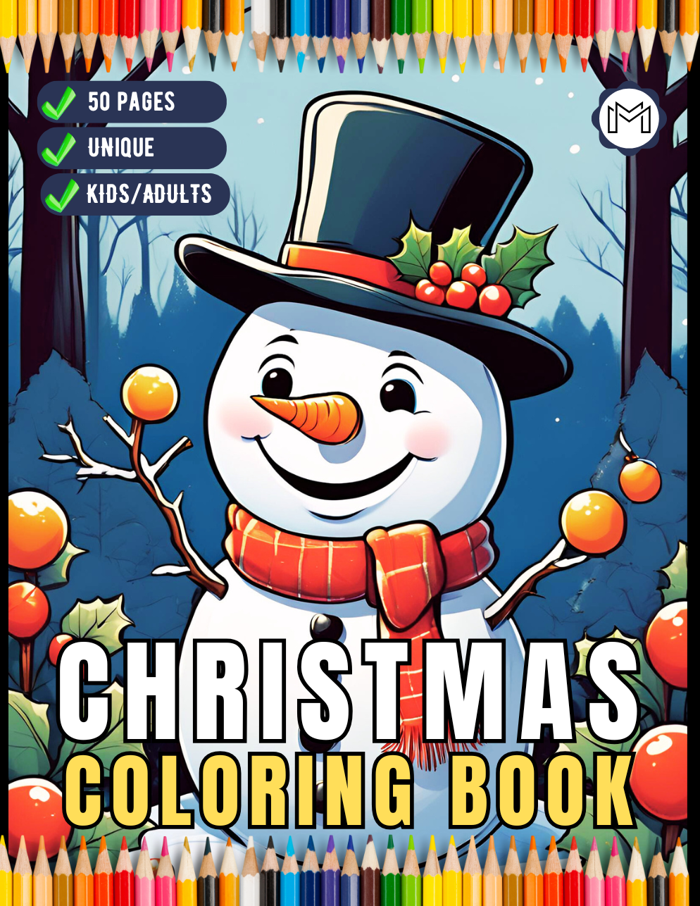 50 Pages Merry Christmas Coloring Book Gift for Adults Men Women Kids Boys Girls Children Cute Santa Claus Easy Coloring Activity Book Gift