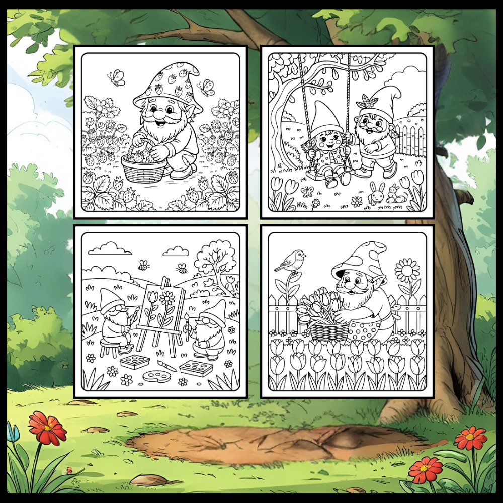 Cozy and Comfy Garden Gnomes Coloring Book Gift for Adults Men Women Kids Young Boys Girls Teens Cute Enchanted Gnome Coloring Pages Book