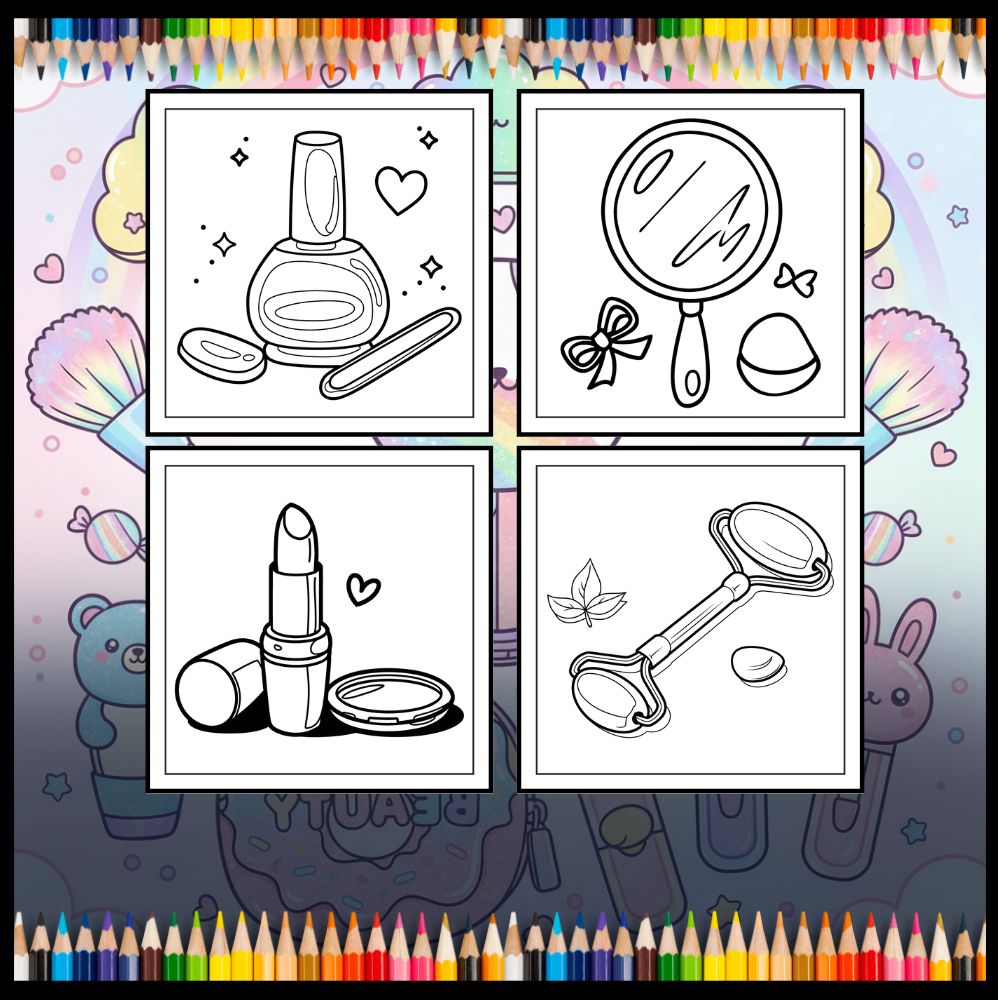 Cool Beauty Stuff Makeup Items Coloring Book for Women Mom Wife Girls Teens Cute and Comfy Fashion Makeup Items Coloring Activity Book