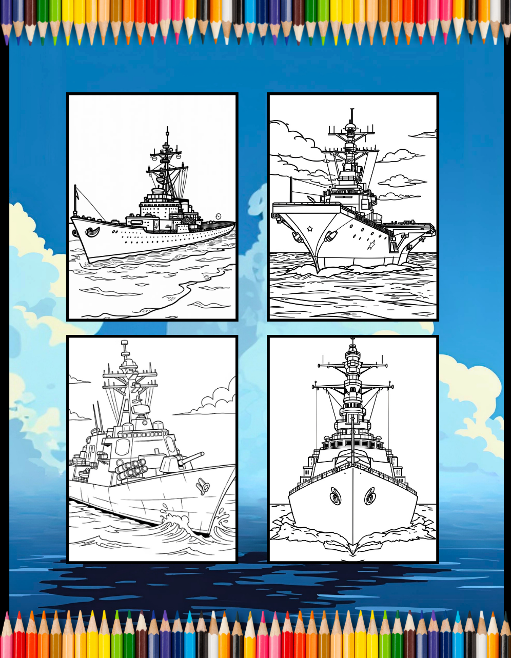 Navy Ship Coloring Book for Adults Men Women Kids Boys Girls Teens Military Navy Coloring Pages Children Navy Carrier Ship Coloring Sheets