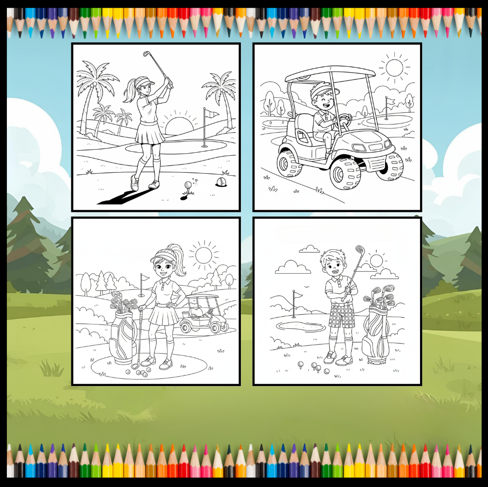 Golf Player Golfer Coloring Book for Adults Men Women Kids Boys Girls Teens Youth Simple Stress Free Relief Coloring Book Golfing Coloring