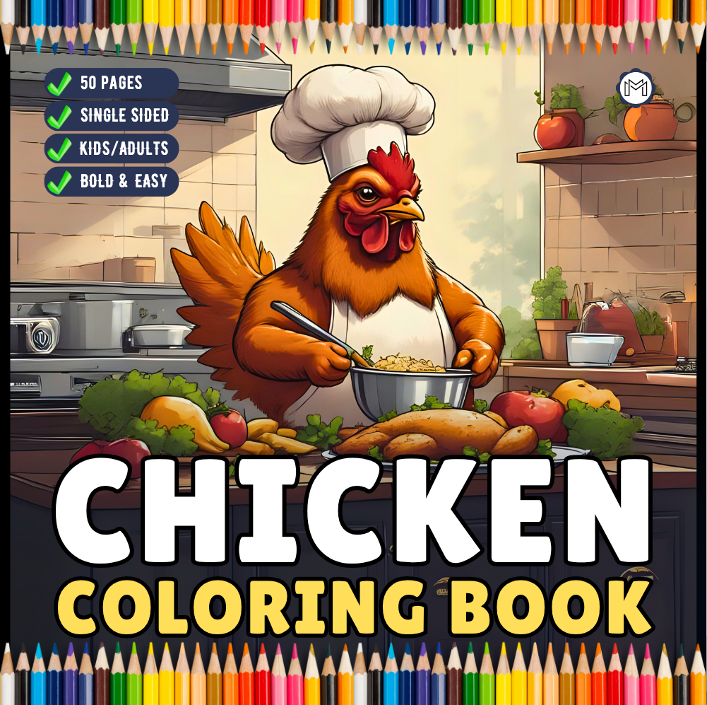 Cute Funny Chicken Coloring Book Gift for Adults Kids Boys Girls Teens Bold and Easy Chicken Bird Coloring Sheets for Children Relaxation