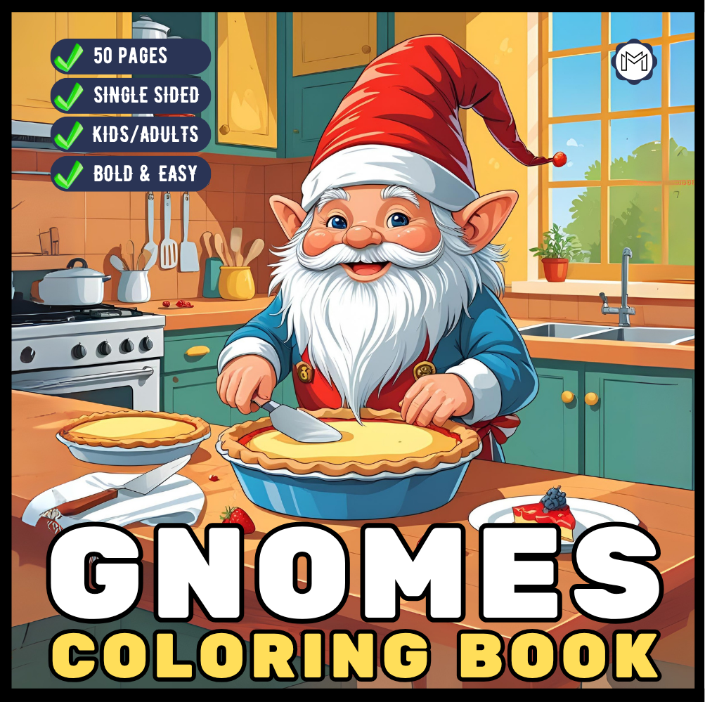 Cozy and Comfy Garden Gnomes Coloring Book Gift for Adults Men Women Kids Young Boys Girls Teens Cute Enchanted Gnome Coloring Pages Book