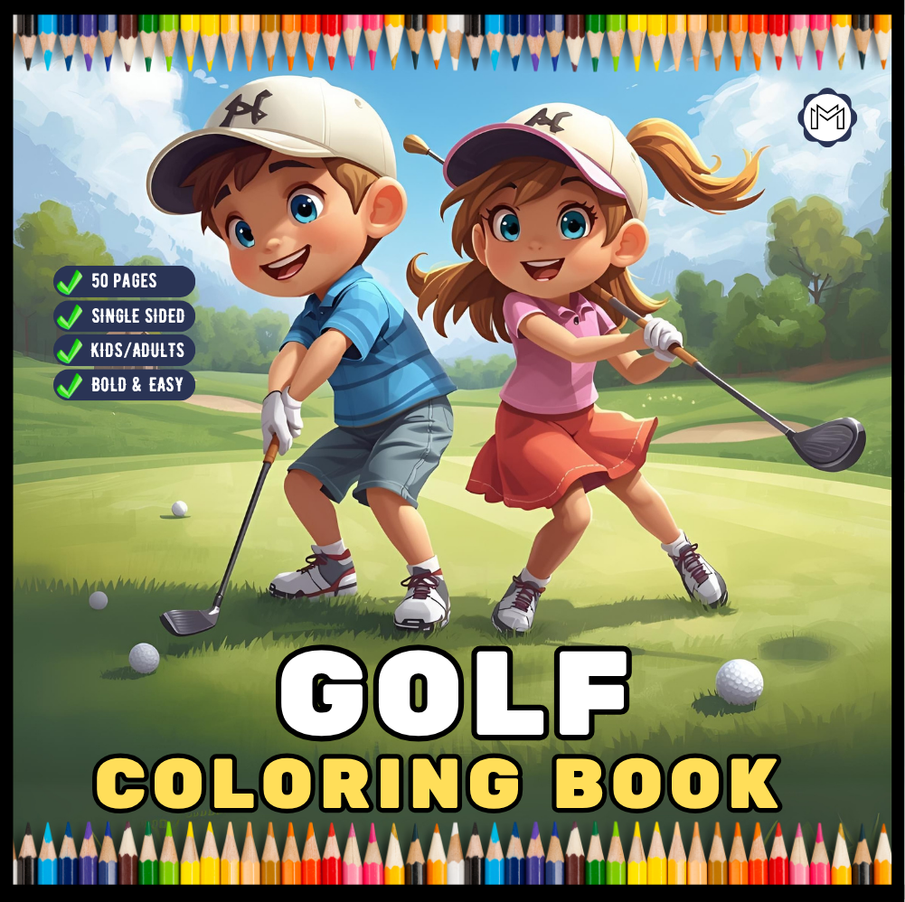 Golf Player Golfer Coloring Book for Adults Men Women Kids Boys Girls Teens Youth Simple Stress Free Relief Coloring Book Golfing Coloring