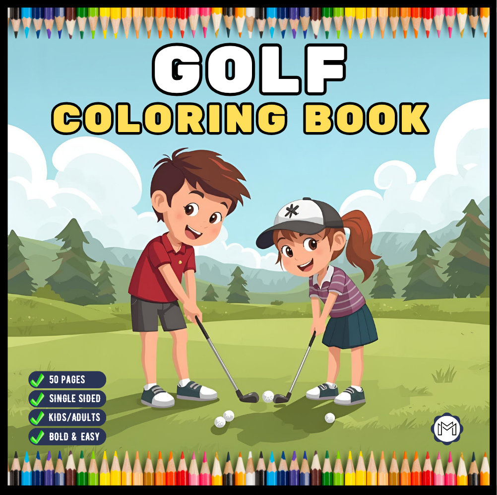 Golf Player Golfer Coloring Book for Adults Men Women Kids Boys Girls Teens Youth Simple Stress Free Relief Coloring Book Golfing Coloring
