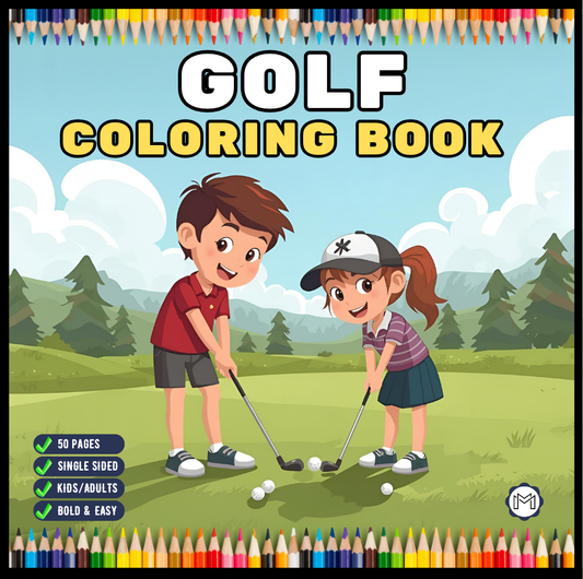 Golf Player Golfer Coloring Book for Adults Men Women Kids Boys Girls Teens Youth Simple Stress Free Relief Coloring Book Golfing Coloring