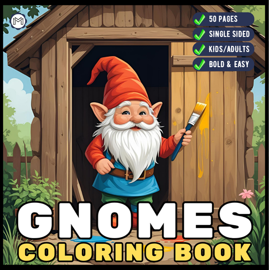 Cute Enchanted Gnome Coloring Pages Book Cozy and Comfy Garden Gnomes Coloring Book Gift for Adults Men Women Kids Young Boys Girls Teens