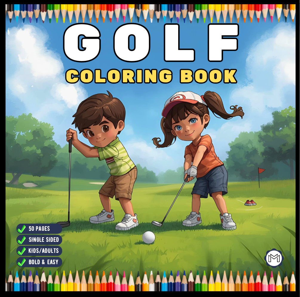 Golf Player Golfer Coloring Book for Adults Men Women Kids Boys Girls Teens Youth Single Sided Golfing Coloring Activity Book for Children