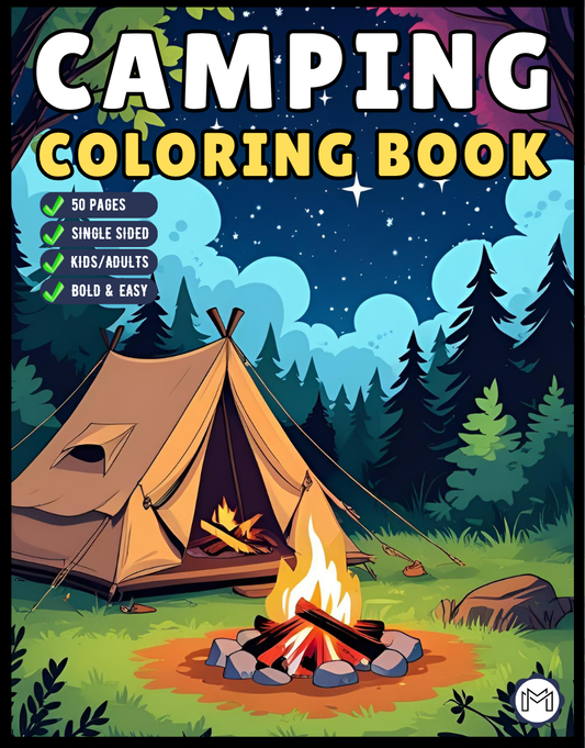 Bold and Easy Cozy Camping Coloring Book Gift for Adults Men Women Kids Boys Girls Young Teens Summer Camp Camping Coloring Sheets