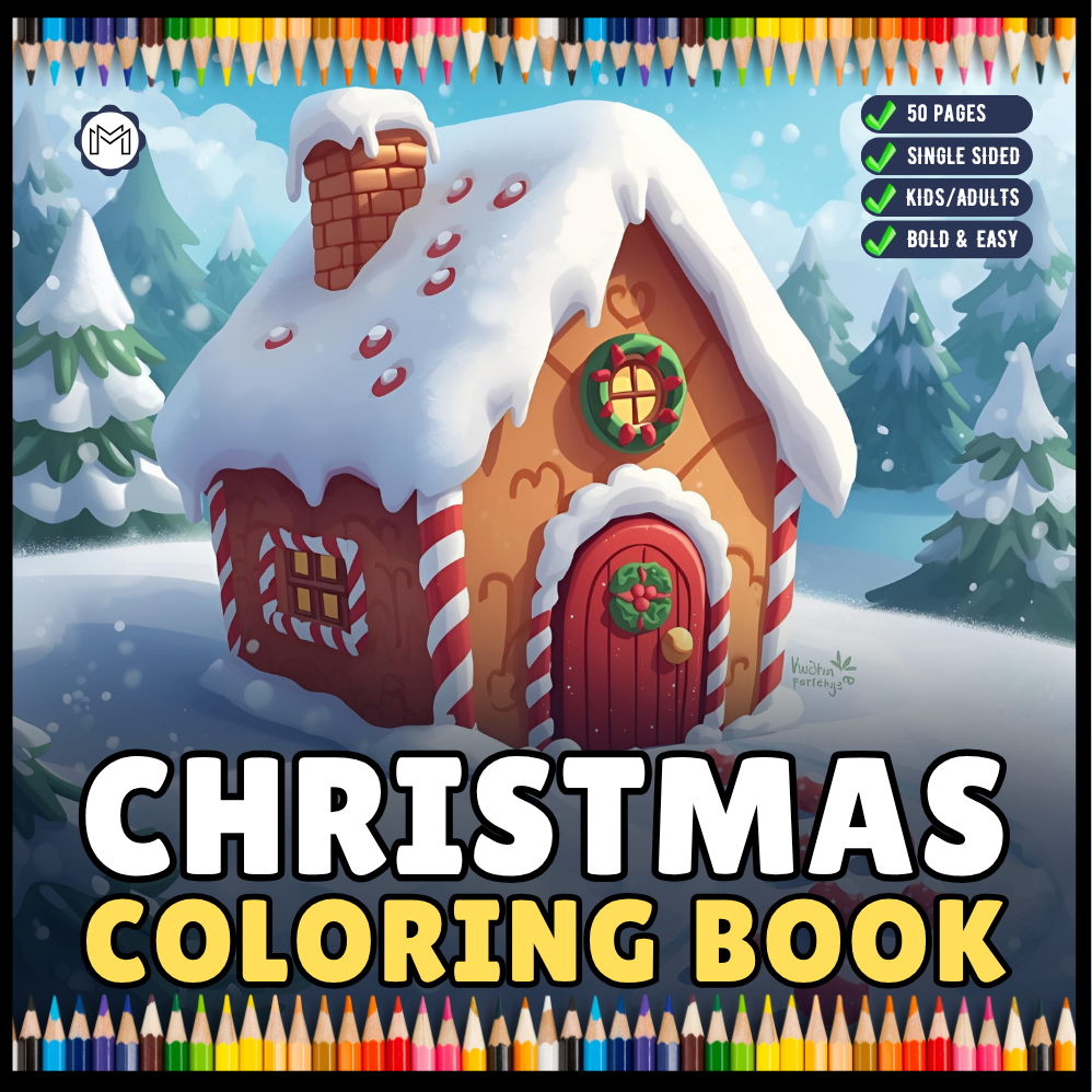 Kawaii Cozy Christmas Coloring Book for Adults Kids Boys Girls Teens Bold and Easy Holiday Season Merry Christmas Activity Coloring Sheets