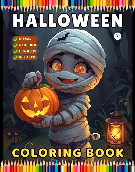 Cute Funny Spooky Halloween Coloring Book Adults Kids Boys Girls Young Teens Halloween Ghost Mummy Witch Scarecrows Coloring Activity Book