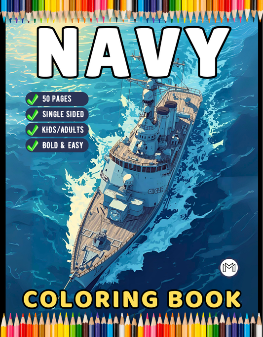 Navy Ship Coloring Book for Adults Men Women Kids Boys Girls Teens Navy Carrier Ship Coloring Sheets Military Navy Coloring Pages Children