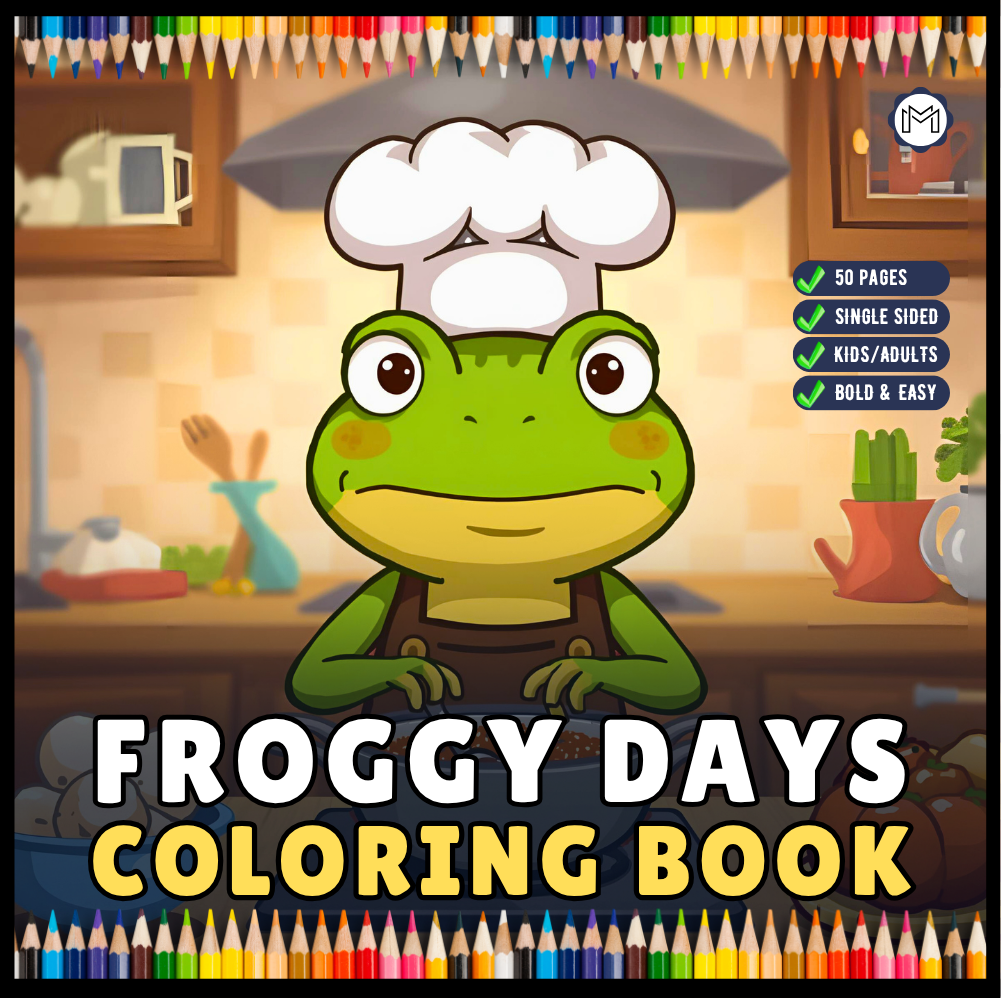 Cute Cozy Frog Froggy Days Coloring Book Gift Adults Men Women Kids Boys Girls Teens Cool Kawaii Whimsical Frog Toad Animal Coloring Book