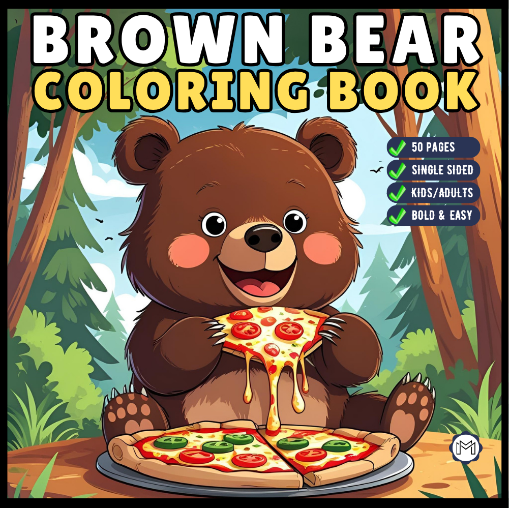 Cute Brown Bear Coloring Book Gift for Adults Kids Men Women Young Boys Girls Teens Cool Cozy Teddy Bear Coloring Activity Book for Children