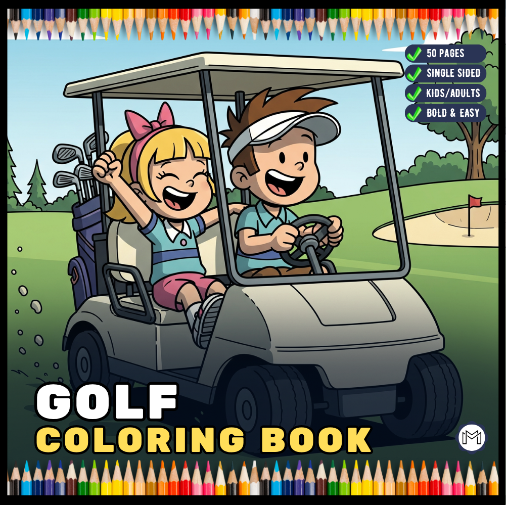 Golf Player Golfer Coloring Book for Adults Men Women Kids Boys Girls Teens Youth Simple Stress Free Relief Coloring Book Golfing Coloring
