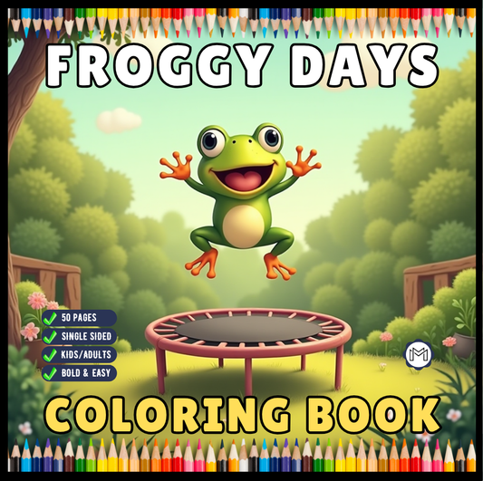 Cute Cozy Frog Froggy Days Coloring Book Gift Adults Men Women Kids Boys Girls Teens Cool Kawaii Whimsical Frog Toad Animal Coloring Book