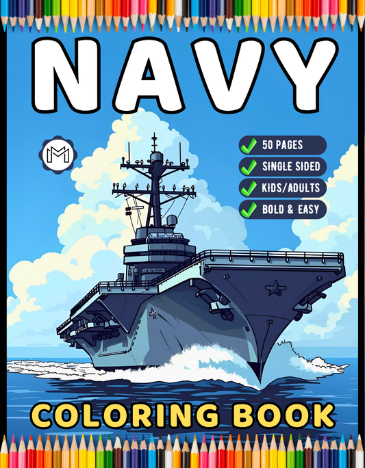 Navy Ship Coloring Book for Adults Men Women Kids Boys Girls Teens Military Navy Coloring Pages Children Navy Carrier Ship Coloring Sheets