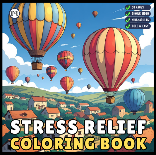 Stress Relief Relaxation Coloring Book Gift for Adults Kids Men Women Boys Girls Young Teens 50 Pages Single Sided Cozy Places Bold and Easy