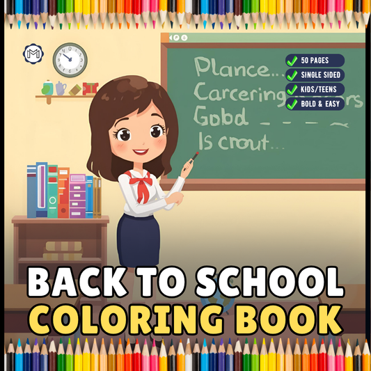 Cool Back to School Coloring Book for Kids Boys Girls Teens Youth 50 Pages Single Sided Back to School Coloring Activity Book for Students