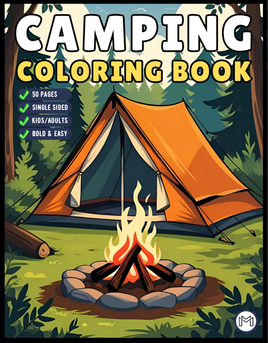 Bold and Easy Cozy Camping Coloring Book Gift for Adults Men Women Kids Boys Girls Young Teens Summer Camp Camping Coloring Sheets