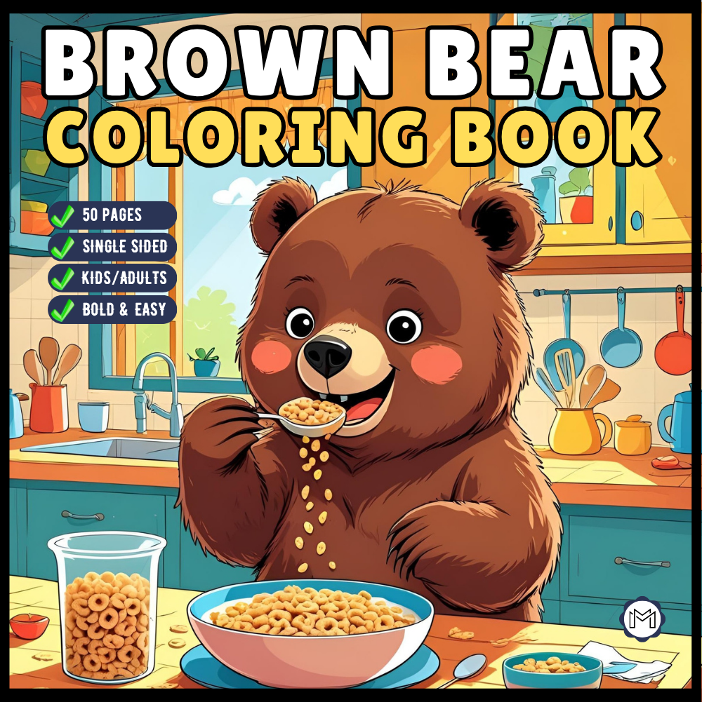 Cute Brown Bear Coloring Book Gift for Adults Kids Men Women Young Boys Girls Teens Cool Cozy Teddy Bear Coloring Activity Book for Children