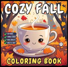 Load image into Gallery viewer, Cute and Cozy Fall Days Vibes Coloring Book for Adults Men Women Kids Boys Girls Teens Halloween and Fall Comfy and Cozy Fall Season Theme
