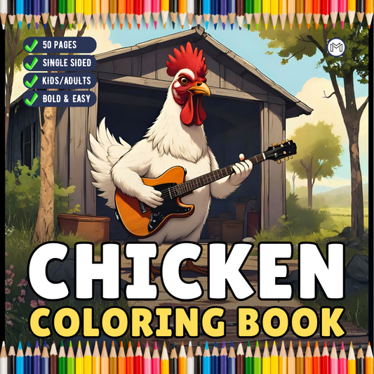Cute Funny Chicken Coloring Book Gift for Adults Kids Boys Girls Teens Bold and Easy Chicken Bird Coloring Sheets for Children Relaxation