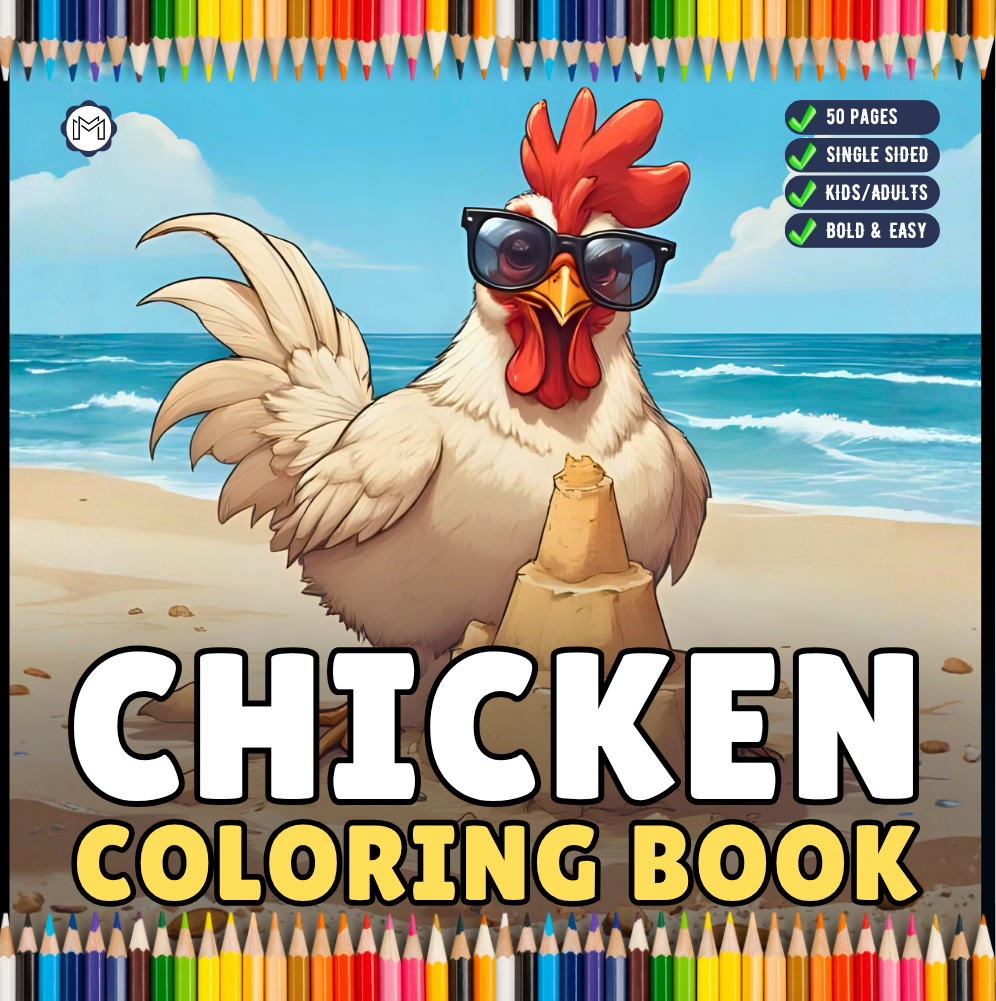 Cute Funny Chicken Coloring Book Gift for Adults Kids Boys Girls Teens Bold and Easy Chicken Bird Coloring Sheets Book for Children