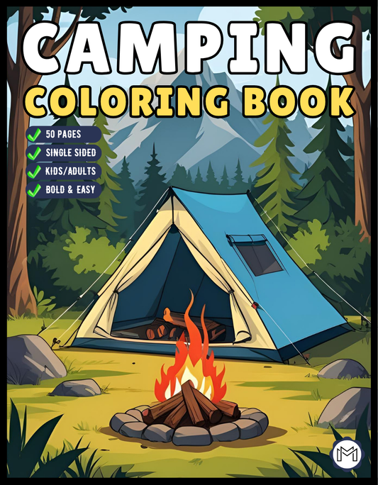 Bold and Easy Cozy Camping Coloring Book Gift for Adults Men Women Kids Boys Girls Young Teens Summer Camp Camping Coloring Sheets