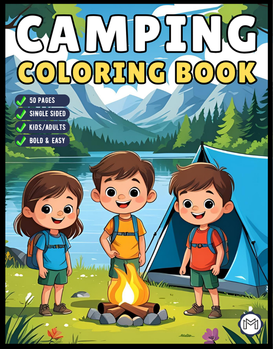 Bold and Easy Cozy Camping Coloring Book Gift for Adults Men Women Kids Boys Girls Young Teens Summer Camp Camping Coloring Sheets Children