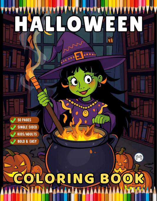 Cute Funny Spooky Halloween Coloring Book Adults Kids Boys Girls Young Teens Halloween Ghost Mummy Witch Scarecrows Coloring Activity Book