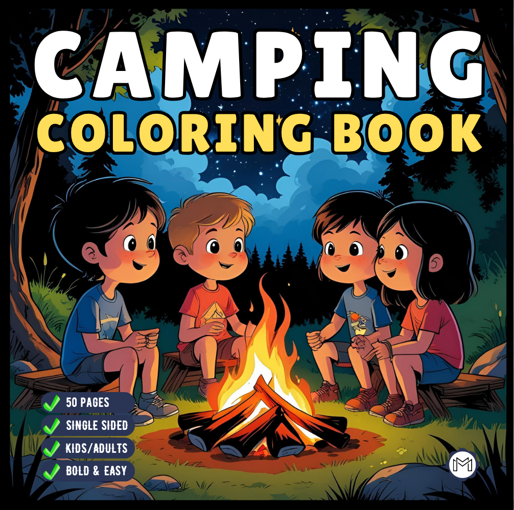 Bold and Easy Cozy Camping Coloring Book Gift for Adults Men Women Kids Boys Girls Young Teens Summer Camp Camping Coloring Sheets Children
