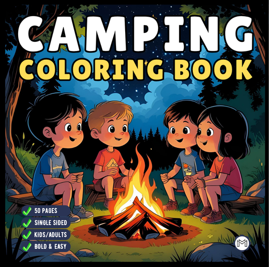 Bold and Easy Cozy Camping Coloring Book Gift for Adults Men Women Kids Boys Girls Young Teens Summer Camp Camping Coloring Sheets Children