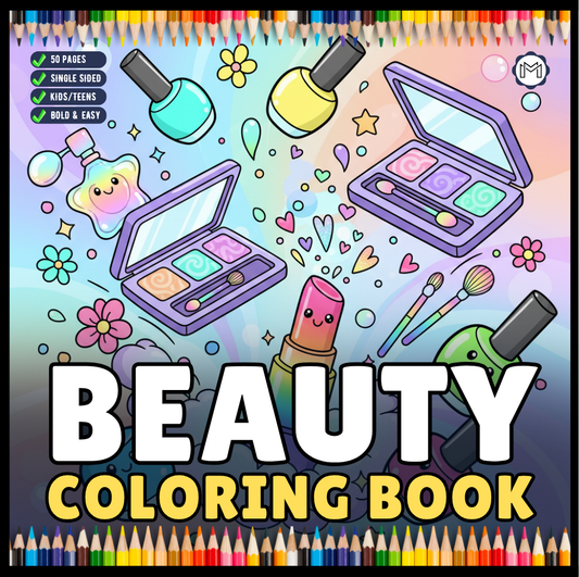 Cool Beauty Stuff Makeup Items Coloring Book for Women Mom Wife Girls Teens Bold and Easy Cozy Beauty Coloring Pages for Children