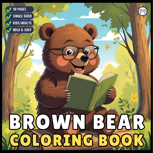 Cute Brown Bear Coloring Book Gift for Adults Kids Men Women Young Boys Girls Teens Cool Cozy Teddy Bear Coloring Activity Book for Children