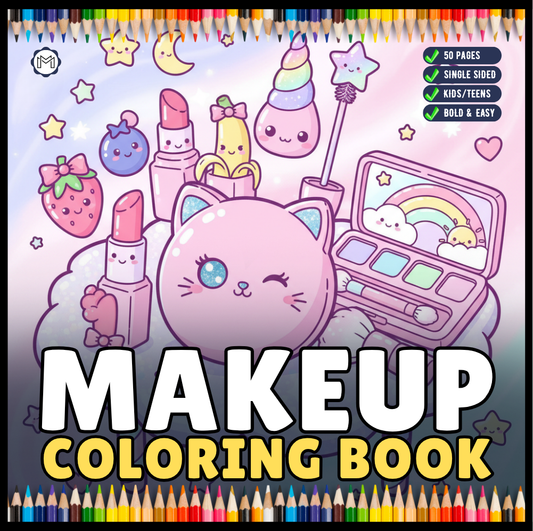 Cool Beauty Stuff Makeup Items Coloring Book for Women Mom Wife Girls Teens Cute and Comfy Fashion Makeup Items Coloring Activity Book